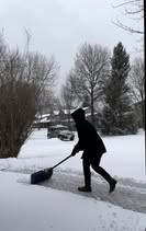 stager shovelling snow